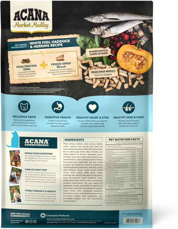 Acana Market Medley White Fish Haddock & Herring Recipe Dry Cat Food - Cat Food 3