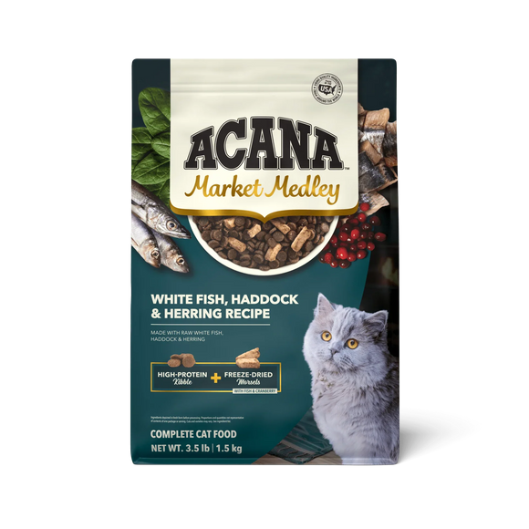 Acana Market Medley White Fish Haddock & Herring Recipe Dry Cat Food - 3.5 lbs - Cat Food 1