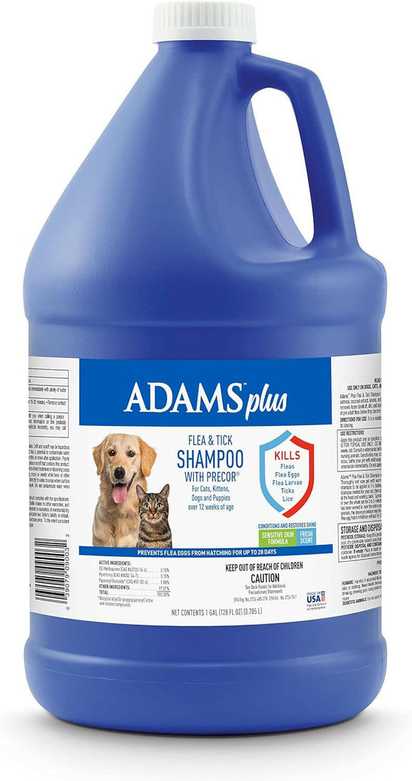 Adams Plus Flea and Tick Shampoo with Precor For Dogs & Cats - Gallon - Dog Flea Shampoos & Sprays 7