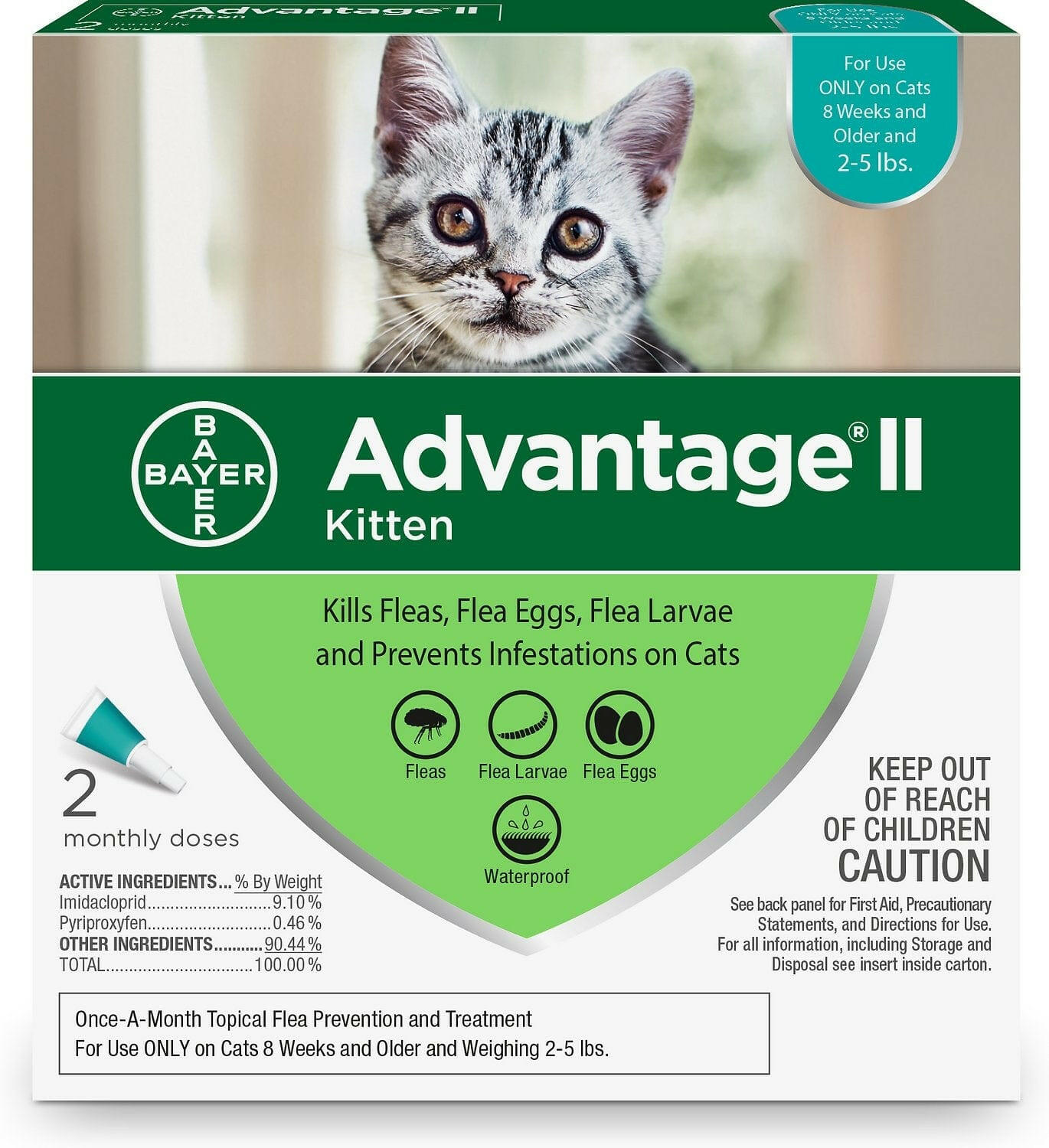 Advantage II Flea Control for Kittens 2-5 lbs (2 doses 2