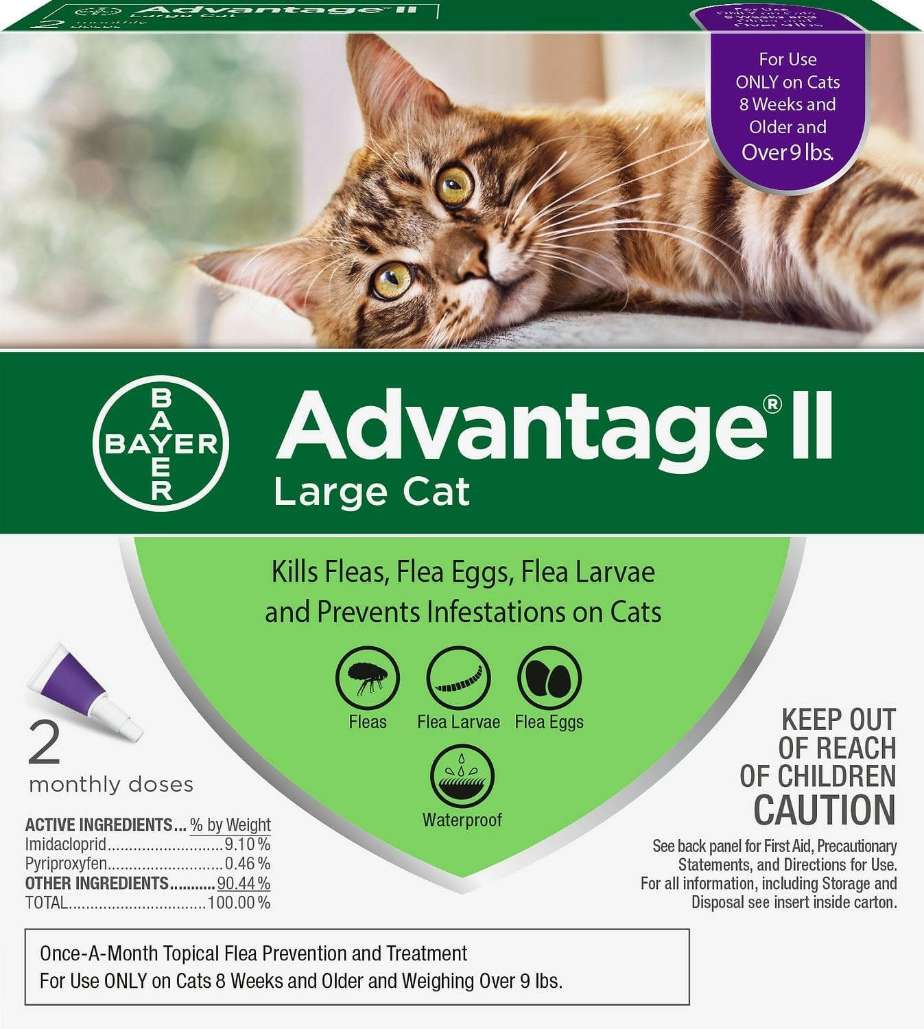 Advantage II Flea Control for Cats | Over 9 lbs | Purple Box