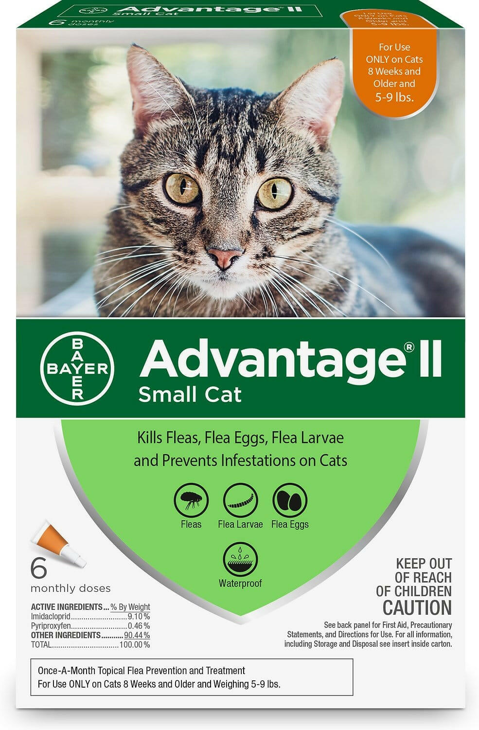 Advantage II Flea Control for Small Cats (5-9 lbs) Orange