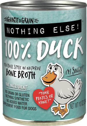 Against the Grain Nothing Else 100% Duck in Bone Broth Wet Dog Food, 12-oz case of 12 Dog Food.