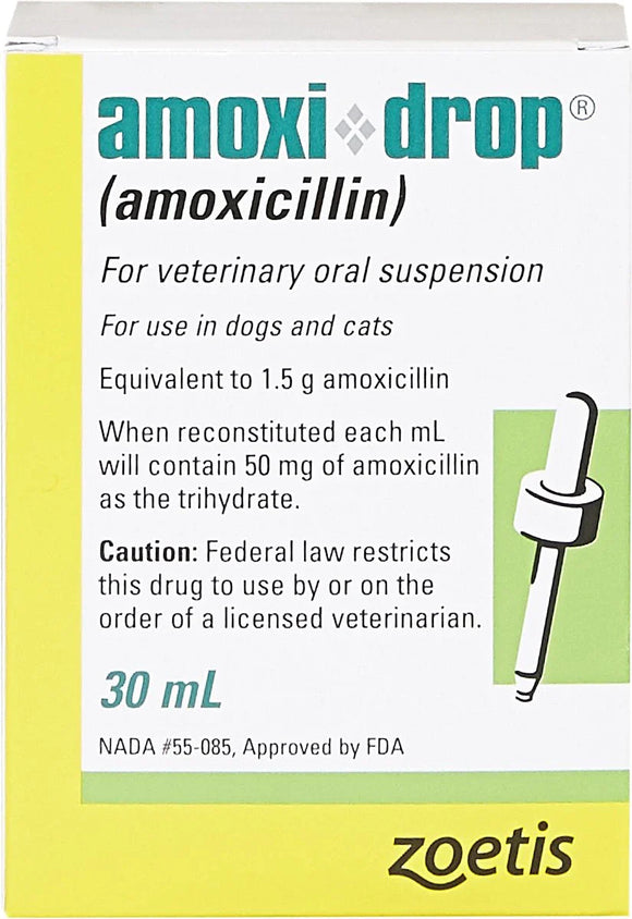 Amoxi-Drop (Amoxicillin) Oral Suspension for Dogs & Cats (50 mg/ml) - 30mL - Pet Medicine 6