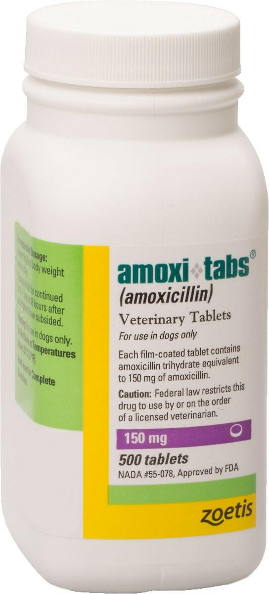 Amoxi-Tabs (Amoxicillin) Tablets for Dogs & Cats - 150-mg / 1 tablet - Pet Medicine 4