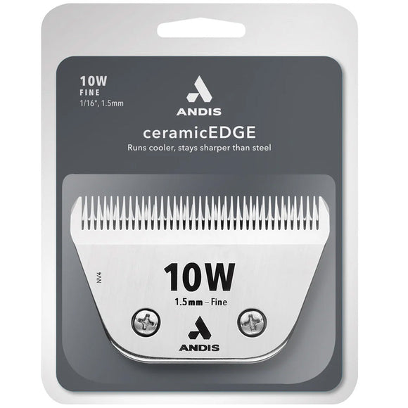Andis ceramicEDGE clipper blade packaging with branding and specifications.