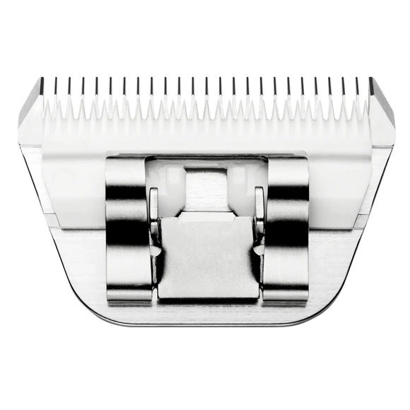 Metallic hair clipper head on a white background