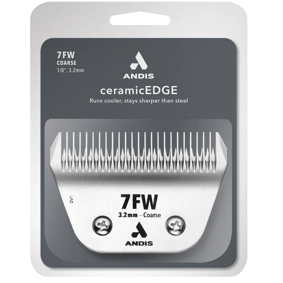 Andis ceramicEDGE hair clipper blade packaging on a white background