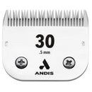 Andis hair clipper blade with size 30 on a white background