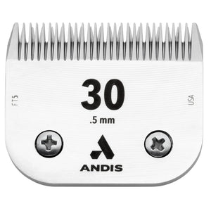 Andis hair clipper blade with size 30 on a white background