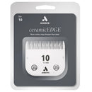 Andis ceramicEDGE hair clipper blade packaging with size 10 on a white background