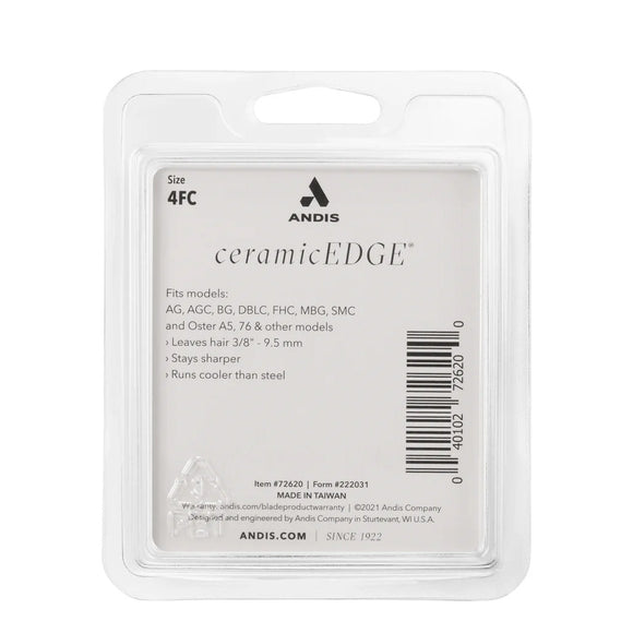 Andis ceramicEDGE product packaging with branding and specifications on a white background