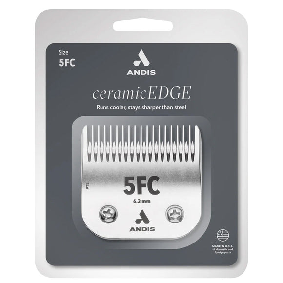 Andis ceramicEDGE 5FC hair clipper blade packaging on a white background