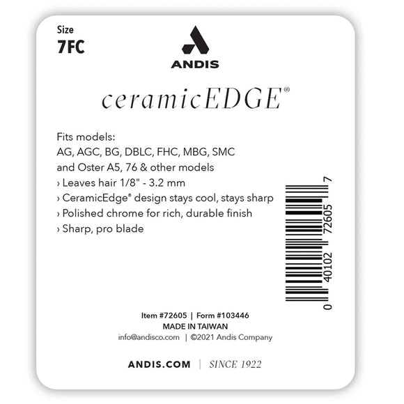Andis ceramicEDGE razor blade packaging with product details and Andis logo.