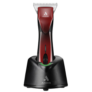 Andis hair trimmer with charging stand on a white background