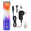 Andis hair trimmer set with gradient design on a white background