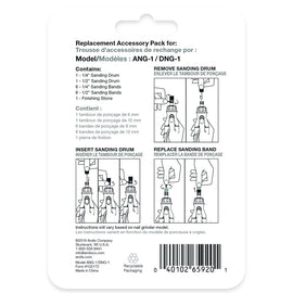 Replacement accessory pack for sanding drums and bands on a white background
