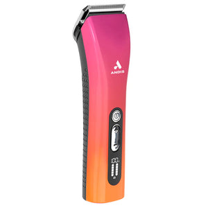 Gradient pink to orange Andis hair clipper on a white background