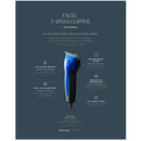 Advertisement for Excel 5-Speed Clipper with product details on a dark blue background