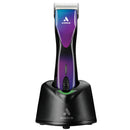 Andis hair trimmer with charging stand on a white background