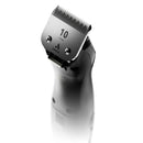 Hair clipper with comb attachment on a white background