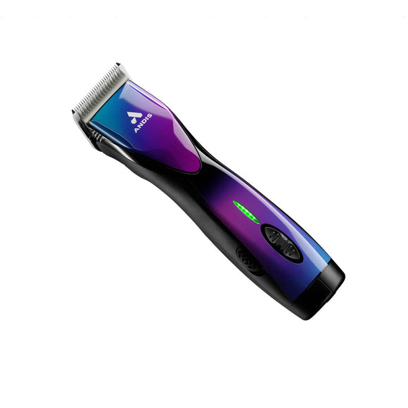 Blue and black hair clipper with Andis logo on a white background