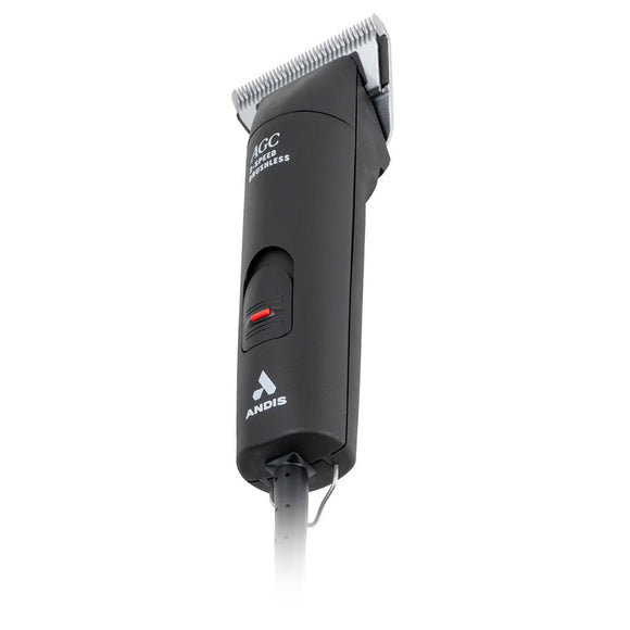 Black Andis hair clipper on a white background