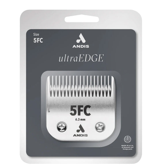 Andis ultraEDGE 5FC hair clipper blade packaging on a white background