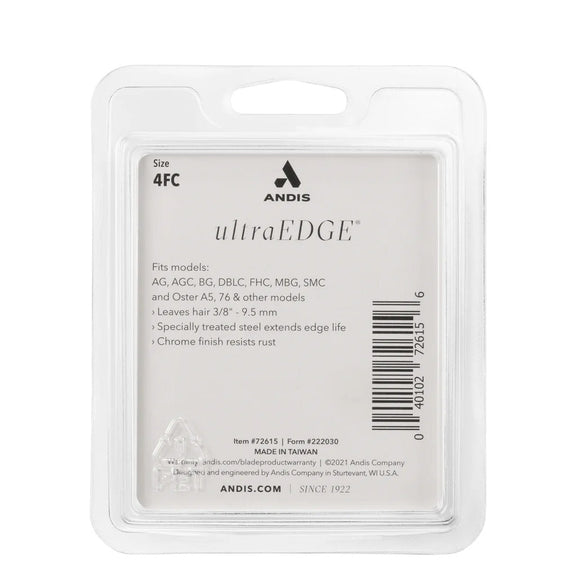 Andis ultraEDGE blade packaging with product details on a white background