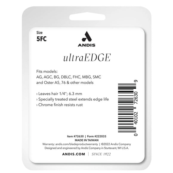 Andis ultraEDGE blade packaging with product details on a white background