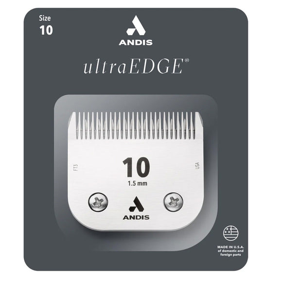 Andis ultraEDGE hair clipper comb with size 10 on a gray background