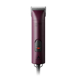 Purple hair clipper with brand logo on a white background