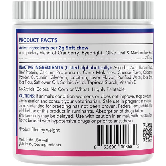 Back label of a supplement container with product facts, inactive ingredients, and other details.