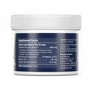 Supplement container with label showing active ingredients and manufacturing details on a white background