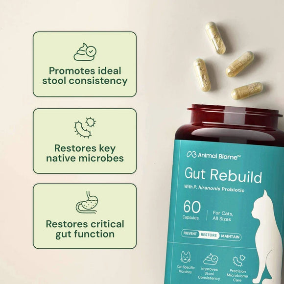Animal Biome Gut Rebuild for Cats 60 count - Cat Digestive & Probiotics Supplements 4