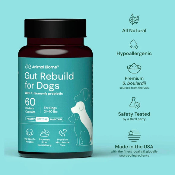 Animal Biome Gut Rebuild for Dogs 60-count - Dog Digestive & Probiotics Supplements 7