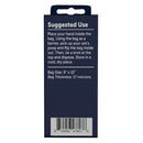 Navy blue bag with white text and barcode on a white background