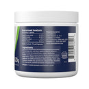 Container label with guaranteed analysis and ingredients on a white background