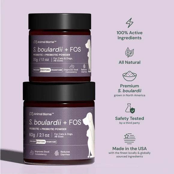 Animal Biome S.boulardii + FOS Probiotic + Prebiotic Powder for Dogs & Cats - Cat and Dog & Probiotics Supplements 7