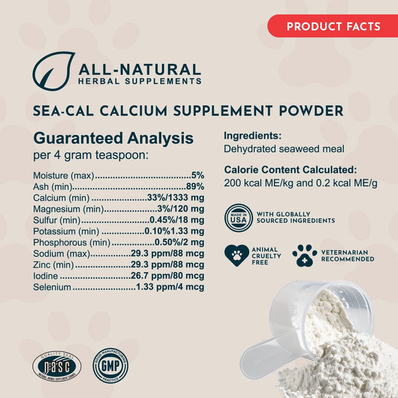 Animal Essentials Calcium Supplement Powder Sea-Cal Hip & Joint for Dogs & Cats 8.5-oz - Dog Supplements & Vitamins 7