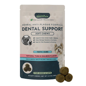 Animal Essentials Herbal Anti-Plaque Formula Dental Support Soft Chews for Dogs & Cats 60-count - Dog Supplements &