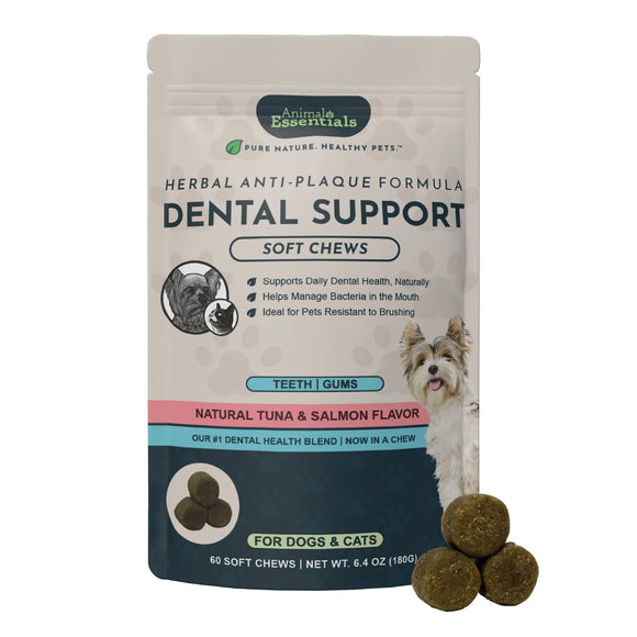 Animal Essentials Herbal Anti-Plaque Formula Dental Support Soft Chews for Dogs & Cats 60-count - Dog Supplements &