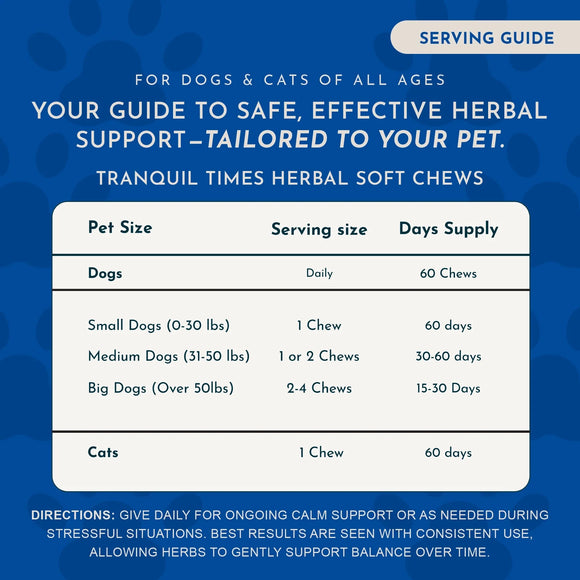 Animal Essentials Herbal Calming Formula Tranquil Times Soft Chews for Dogs & Cats Beef Flavor 60-count - Dog