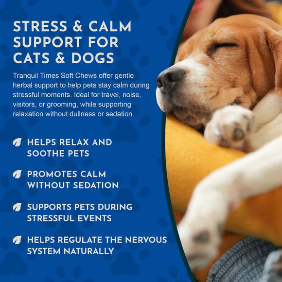 Animal Essentials Herbal Calming Formula Tranquil Times Soft Chews for Dogs & Cats Beef Flavor 60-count - Dog