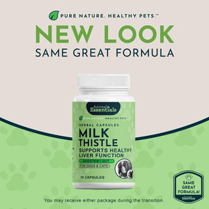 Animal Essentials Herbal Capsules Milk Thistle Supports Healthy Liver Function for Dogs & Cats 30-count - Dog