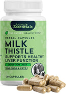 Animal Essentials Herbal Capsules Milk Thistle Supports Healthy Liver Function for Dogs & Cats 30-count - Dog