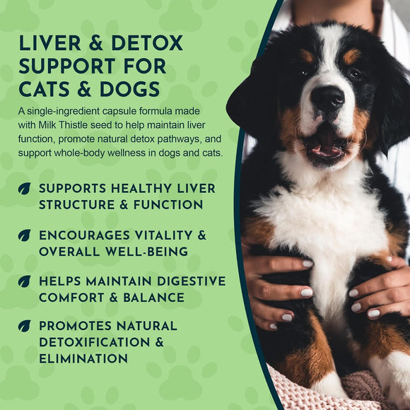 Animal Essentials Herbal Capsules Milk Thistle Supports Healthy Liver Function for Dogs & Cats 30-count - Dog