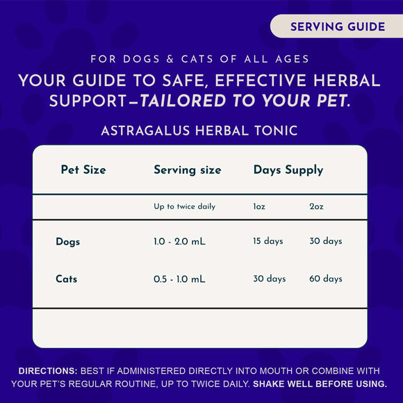 Animal Essentials Herbal Tonic Astragalus Supports Immune & Kidney Function for Dogs & Cats - Dog Supplements &