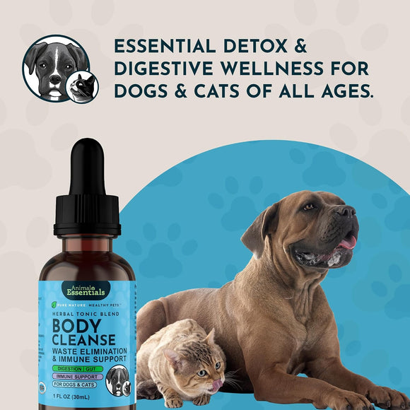 Animal Essentials Herbal Tonic Blend Body Cleanse Waste Elimination & Immune Support for Dogs & Cats - Dog Supplements