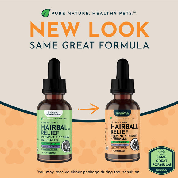 Animal Essentials Herbal Tonic Blend Hairball Relief Prevents & Removes Hairballs for Dogs & Cats - Dog Supplements &